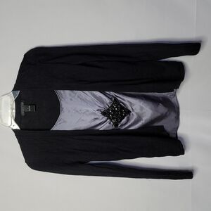 August Silk embellished long sleeved attached cardigan sweater sz Small